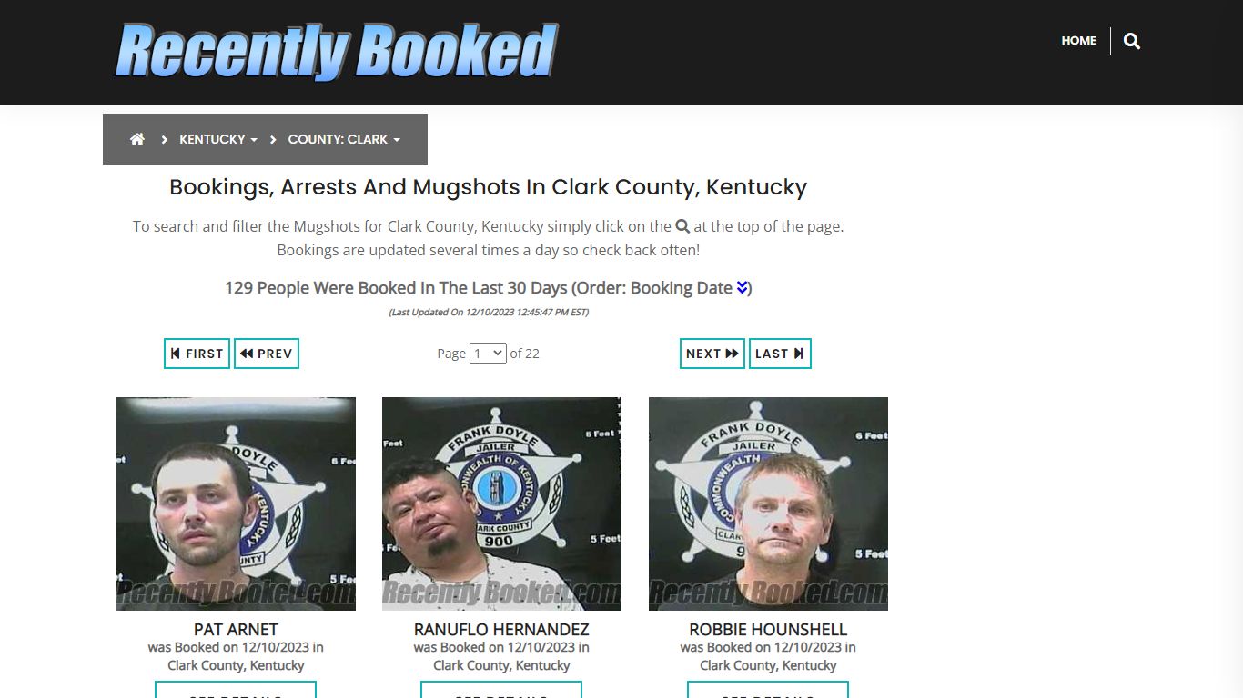 Recent bookings, Arrests, Mugshots in Clark County, Kentucky